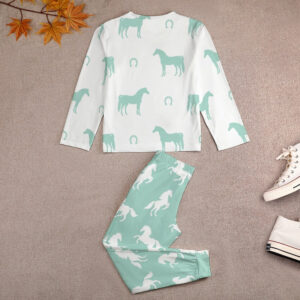 Lt Green Horses Girl's Pajama Set