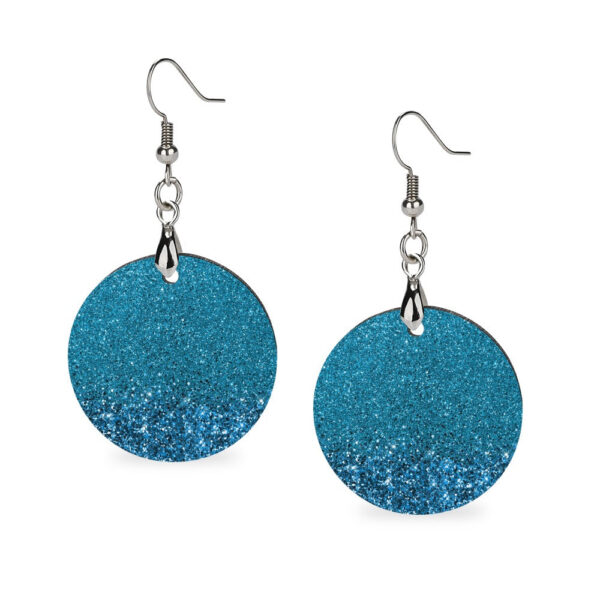 Wooden Blue Glitter Earrings - Image 2