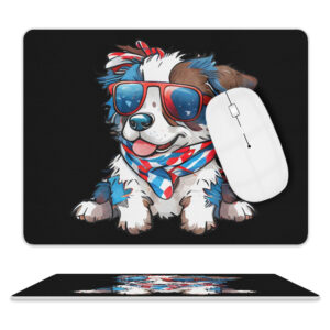 Patriotic Australian Shepherd Leather Mouse Pad
