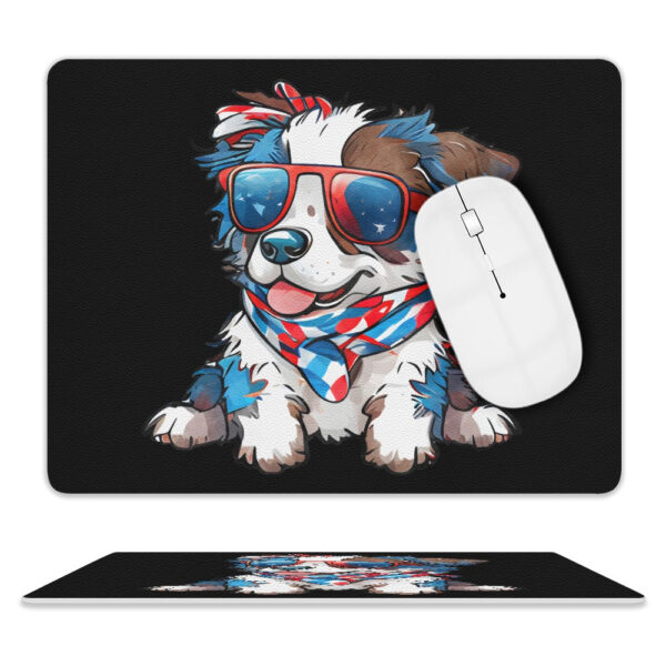 Patriotic Australian Shepherd Leather Mouse Pad