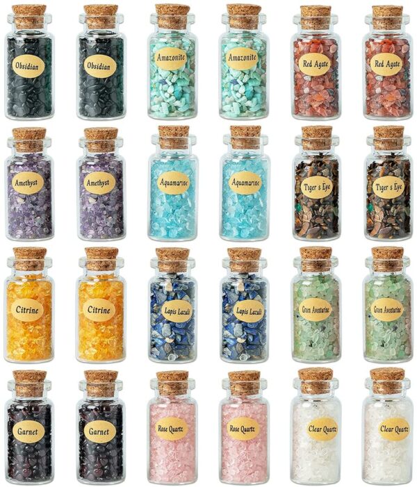 Gemstone Chip in Glass Bottle