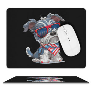 Patriotic Miniature Schnauzer Leather Mouse Pad