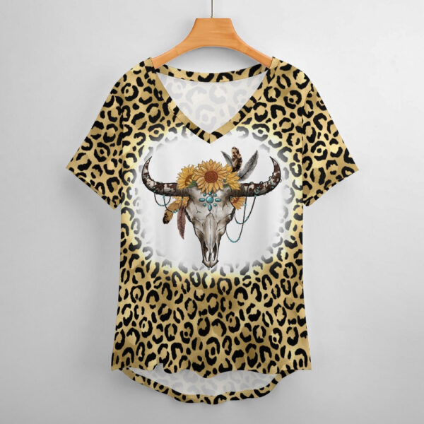Western V-Neck Loose Short Sleeve T-Shirt - Image 6