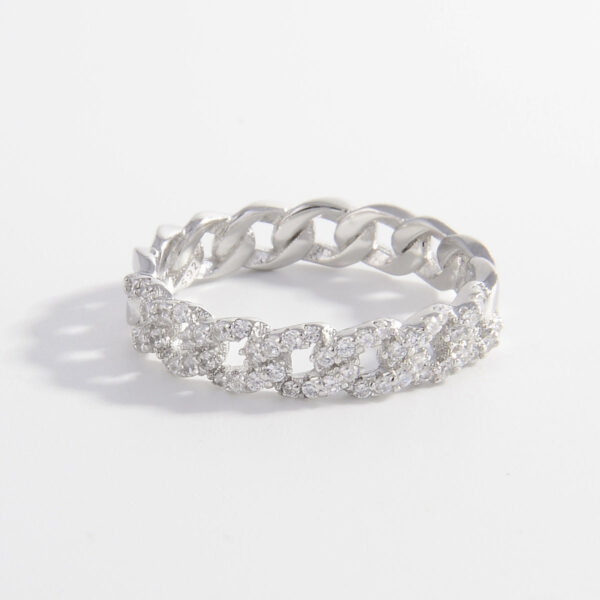 Beautiful Chain Zircon 925 Sterling Silver Ring