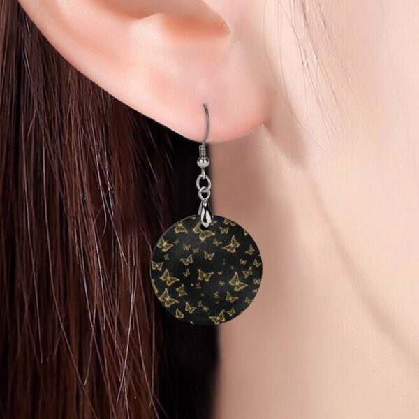 Wooden Gold Butterflies Earrings - Image 3