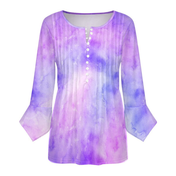 Purple Tie Dye Ruffled Petal Sleeve Top - Image 2