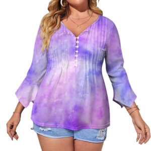 Purple Tie Dye Ruffled Petal Sleeve Top