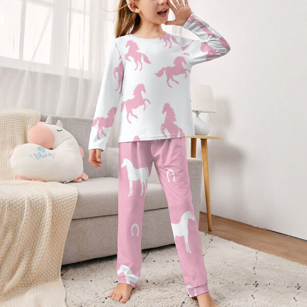 Lt Pink Horses Girl's Pajama Set - Image 2