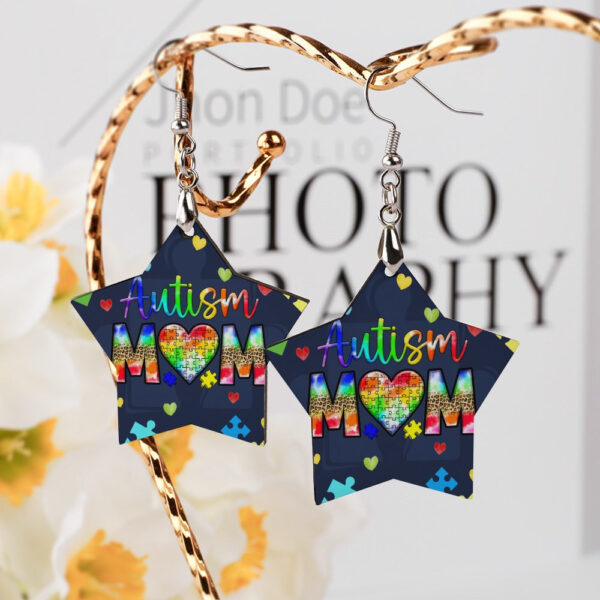 Wooden Autism Mom Earrings - Image 4