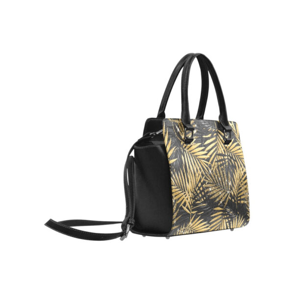 Gold Glitter Leaf Classic Shoulder Handbag - Image 4