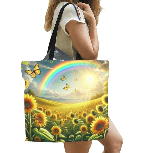 Sunflowers All Over Print Canvas Tote Bag - Large - Image 3