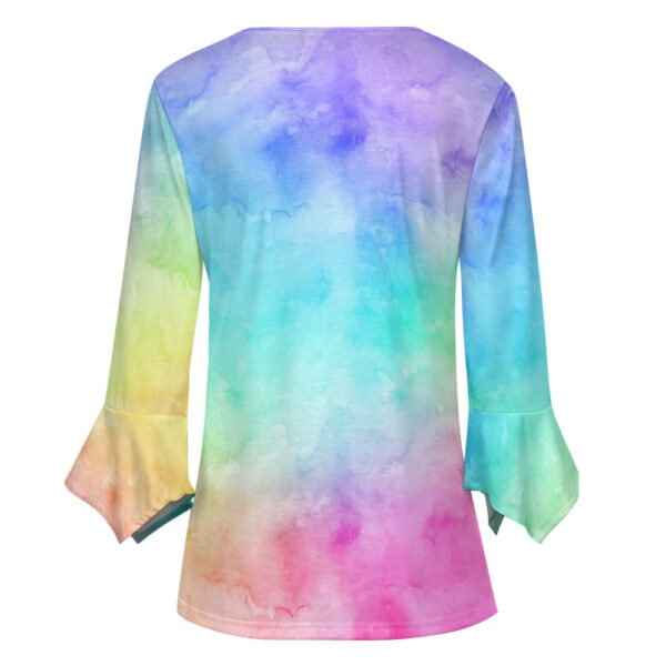 Tie Dye Ruffled Petal Sleeve Top - Image 2