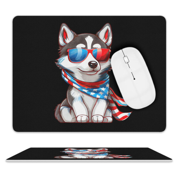 Patriotic Siberian Husky Leather Mouse Pad