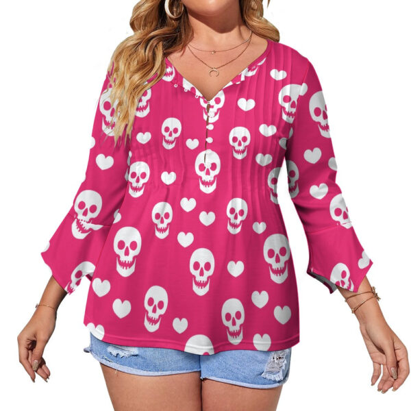 Skulls and Hearts Ruffled Petal Sleeve Top