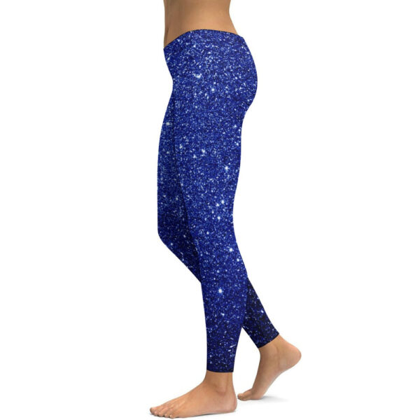 Sparkle Blue Soft Ladies Tight Yoga Pants - Image 8