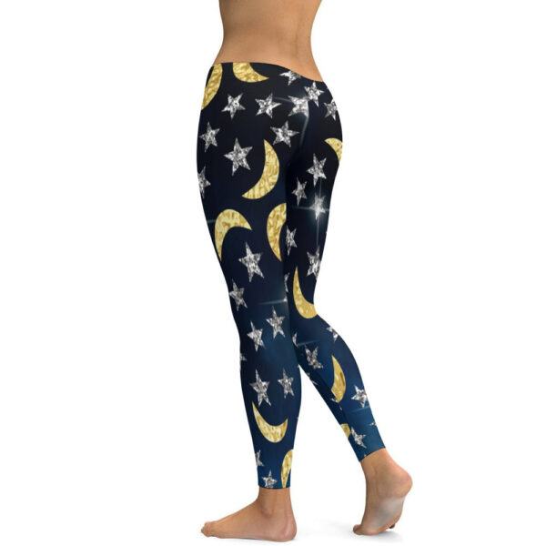 Moon and Stars Soft Ladies Tight Yoga Pants - Image 2