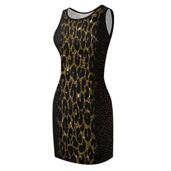 Dark Glitter Leopard Slim Fit Sleeveless Tank Dress - Image 3