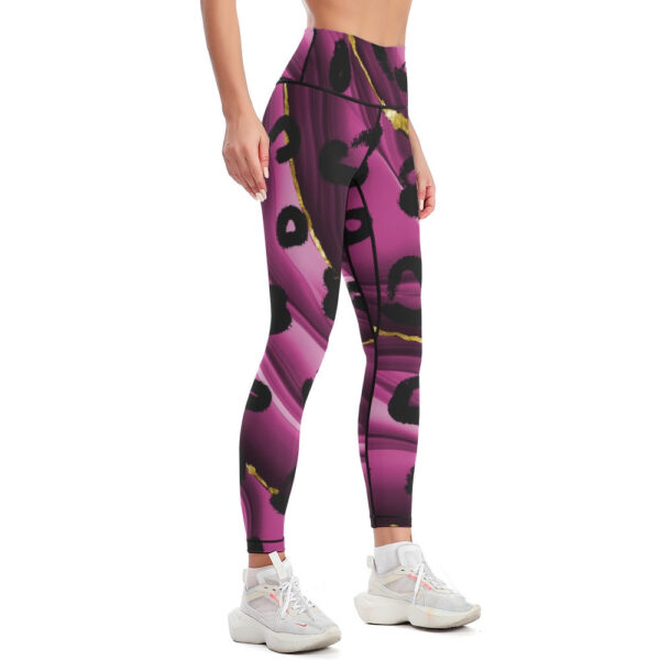 Animal Print Purple Women's Comfort Sports Yoga Pants - Image 2