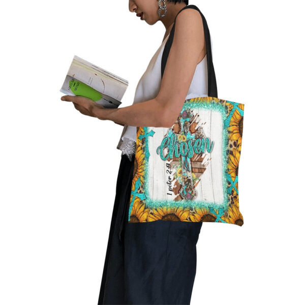 Chosen Sunflowers and Cross Canvas Tote Bag - Image 4