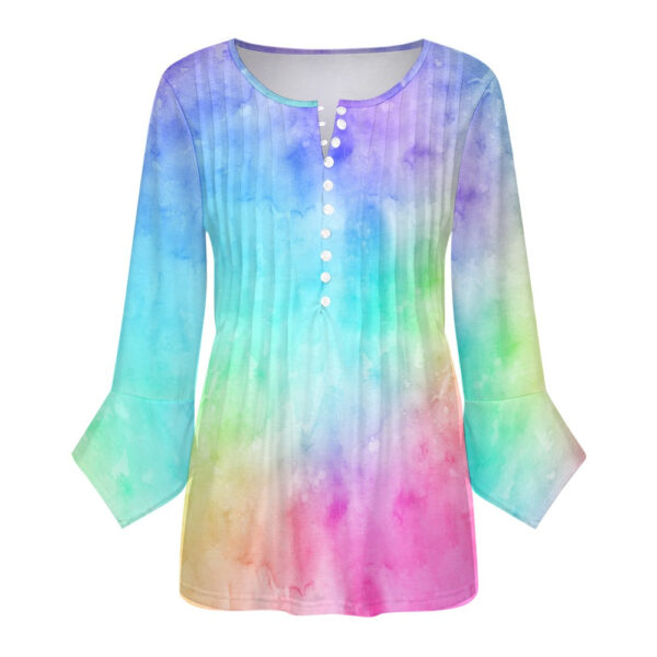Tie Dye Ruffled Petal Sleeve Top - Image 4