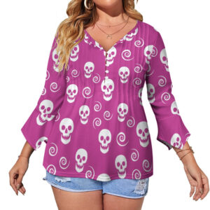 Skulls and Swirls  Ruffled Petal Sleeve Top