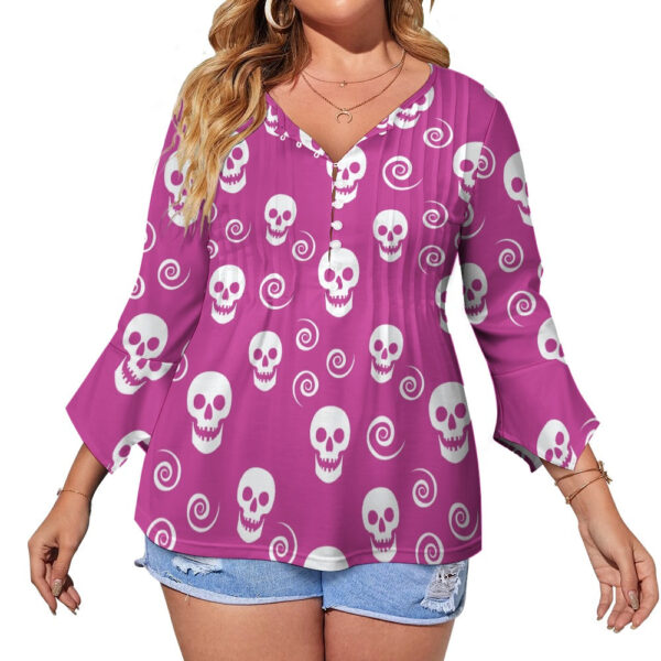 Skulls and Swirls  Ruffled Petal Sleeve Top