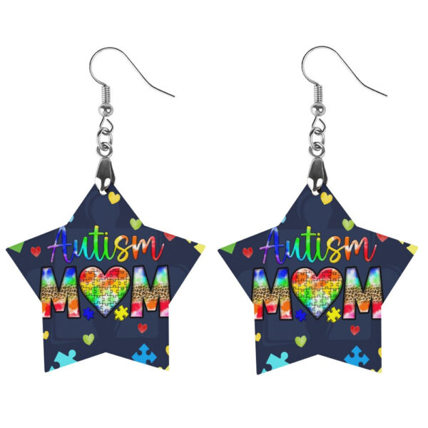 Wooden Autism Mom Earrings - Image 2