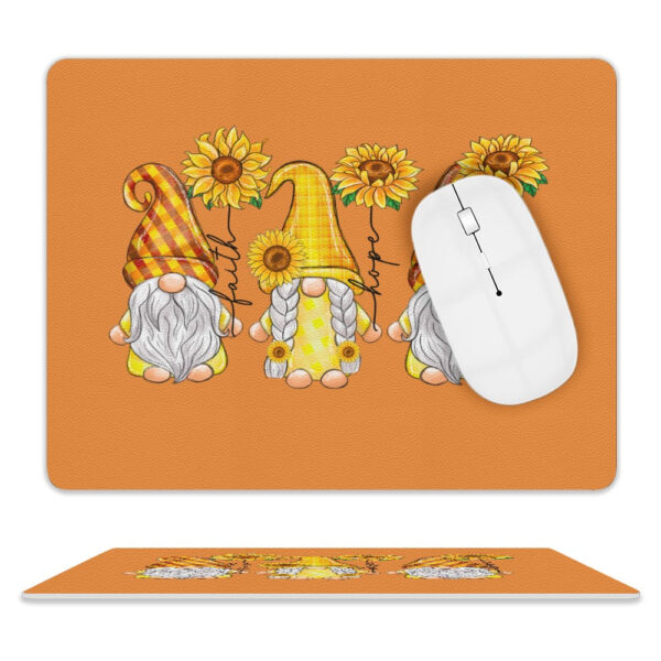 Faith Hope Love Gnome Leather Mouse Pad