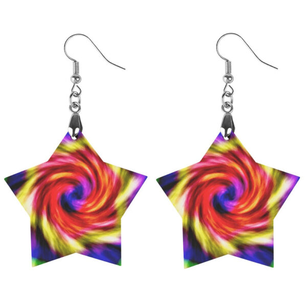 Wooden Tie Dye Swirl Earrings - Image 2
