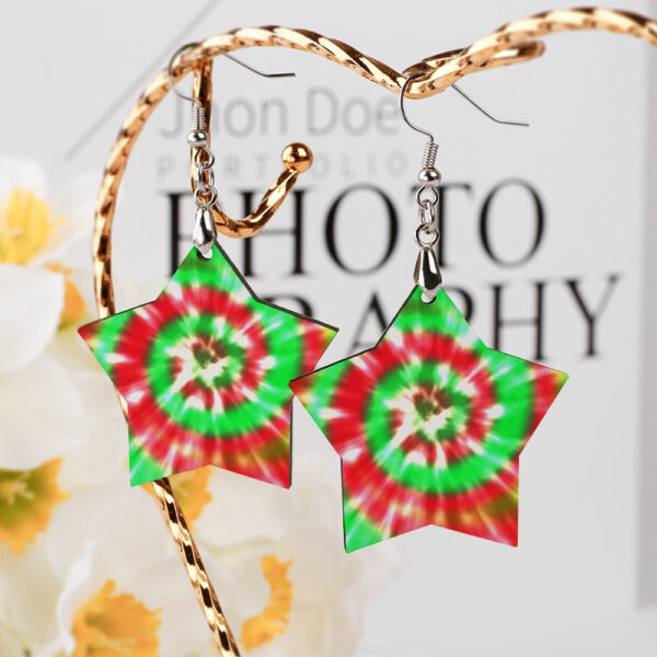 Wooden Tie Dye Swirl Earrings - Image 2