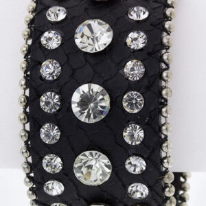 Crystal Studs Embossed Leather Cuff