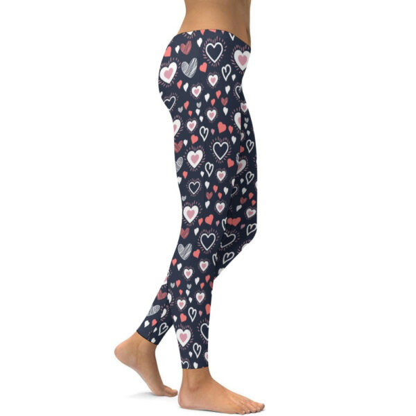 Colorful Hearts Soft Ladies Tight Yoga Pants - Image 4