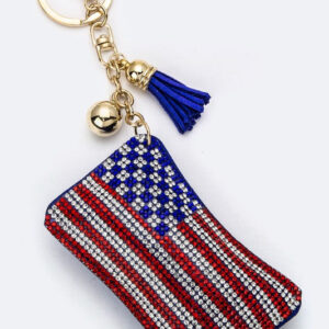 Crystal US Flag Pillow Key Charm