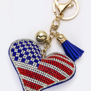 Crystal American Heart Key Charm