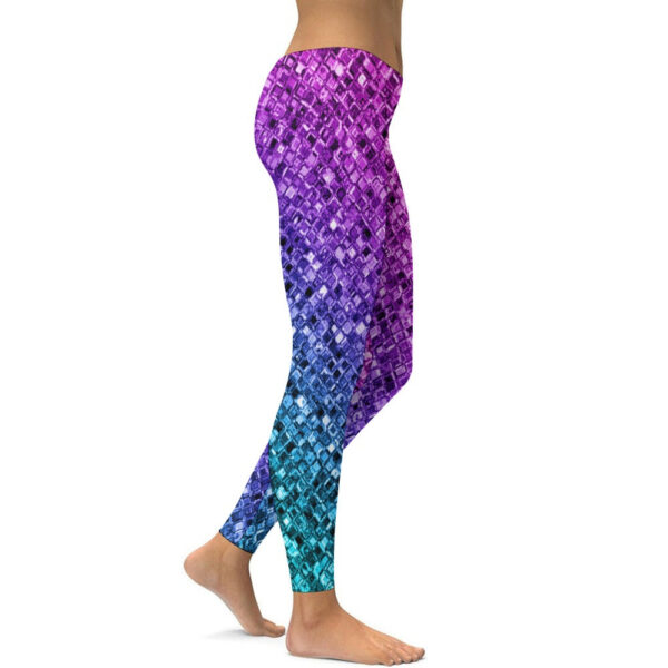 Ombre Glitter Soft Ladies Tight Yoga Pants - Image 2