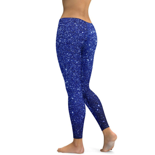 Sparkle Blue Soft Ladies Tight Yoga Pants - Image 2