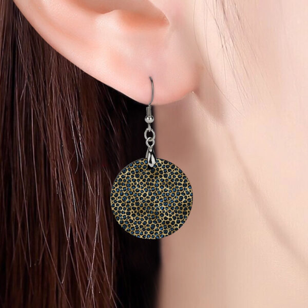 Wooden Blue Leopard Earrings - Image 4