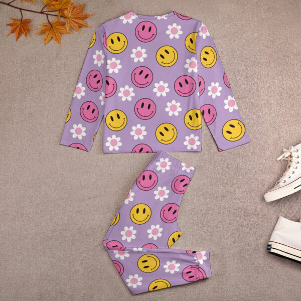 Purple Smiley Girl's Pajama Set