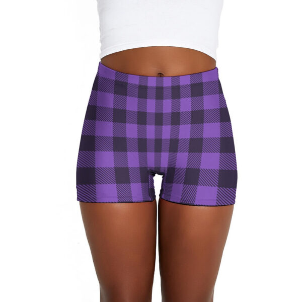 Purple Plaid Ladies Shorts - Image 2