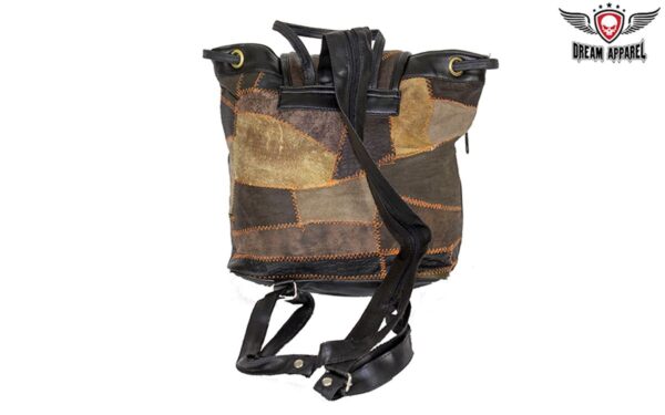 Women's Brown & Beige Patchwork Leather Shoulder Bag - Image 2