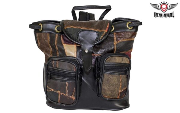 Women's Brown & Beige Patchwork Leather Shoulder Bag