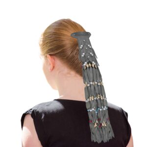 Grey Women's Leather Motorcycle Ponytail Holder