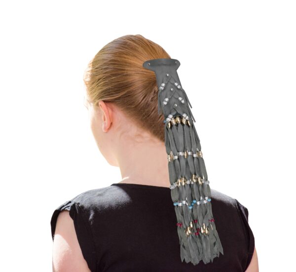 Grey Women's Leather Motorcycle Ponytail Holder