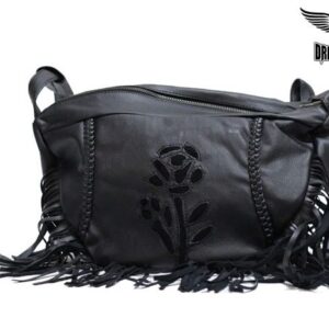 Women's Black Rose Inlay Purse