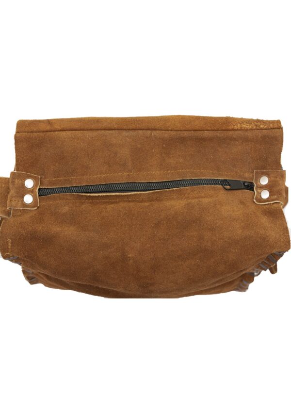 Women's Genuine Brown Suede Pocketbook with Peace Sign - Image 2