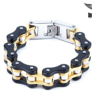 Black & Gold Stainless Steel Motorcycle Chain Bracelet