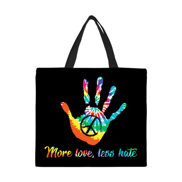 More Love Less Hate Canvas Tote Bag/Large - Image 2