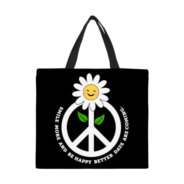 Smile More and Be Happy Canvas Tote Bag Large - Image 2