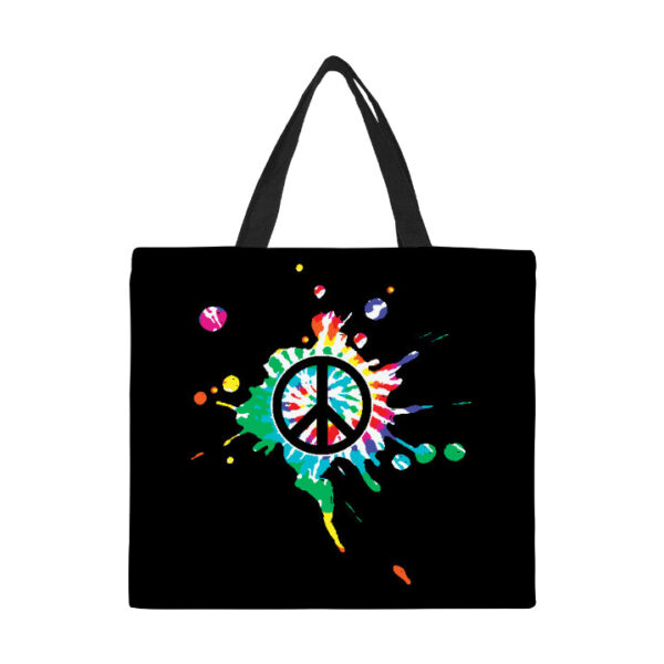 Hippie Peace Sign Canvas Tote Bag Large - Image 2