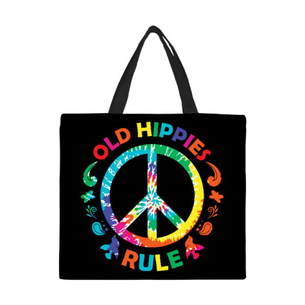 Old Hippies Rule Canvas Tote Bag/Large - Image 2